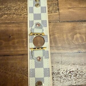Authentic Upcycled Louis Vuitton Damier Azure cuff watch band by Spark’l Bands